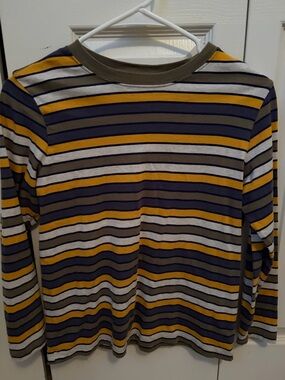 Hanna Andersson Striped Long Sleeve Tee - Mustard, Olive & Navy